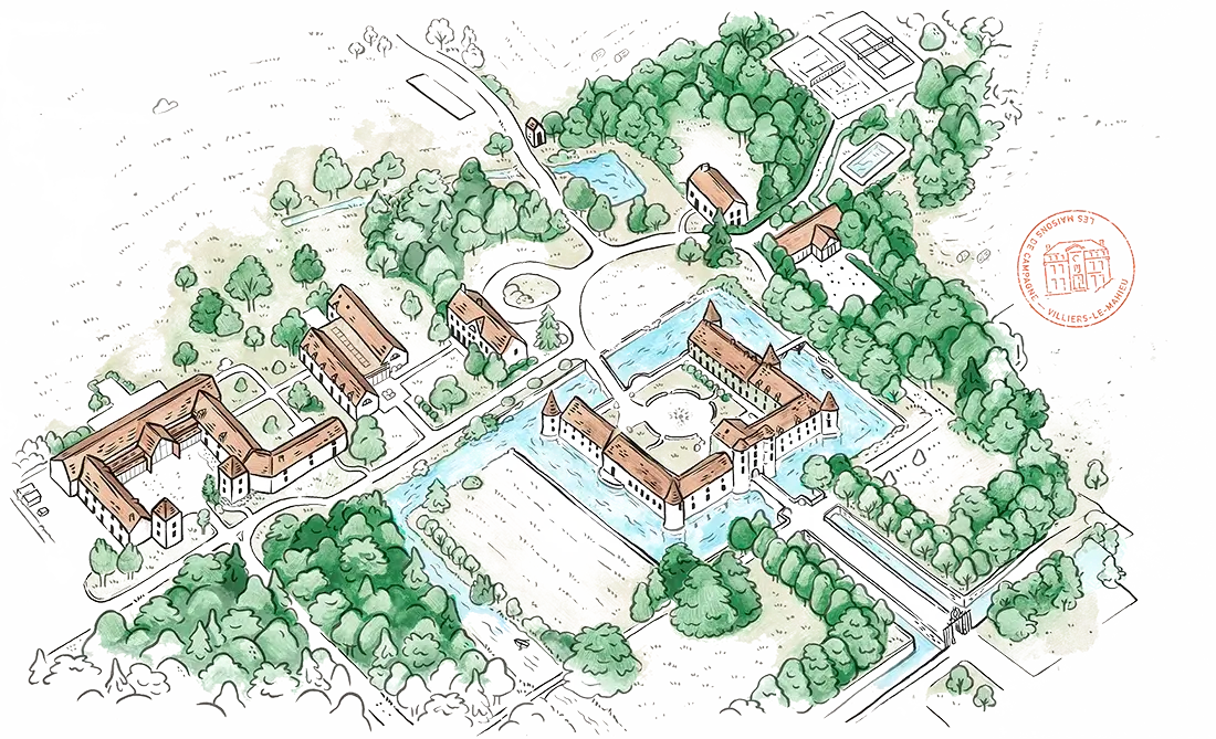 Plan du château de Villiers-le-Mahieu et de son domaine